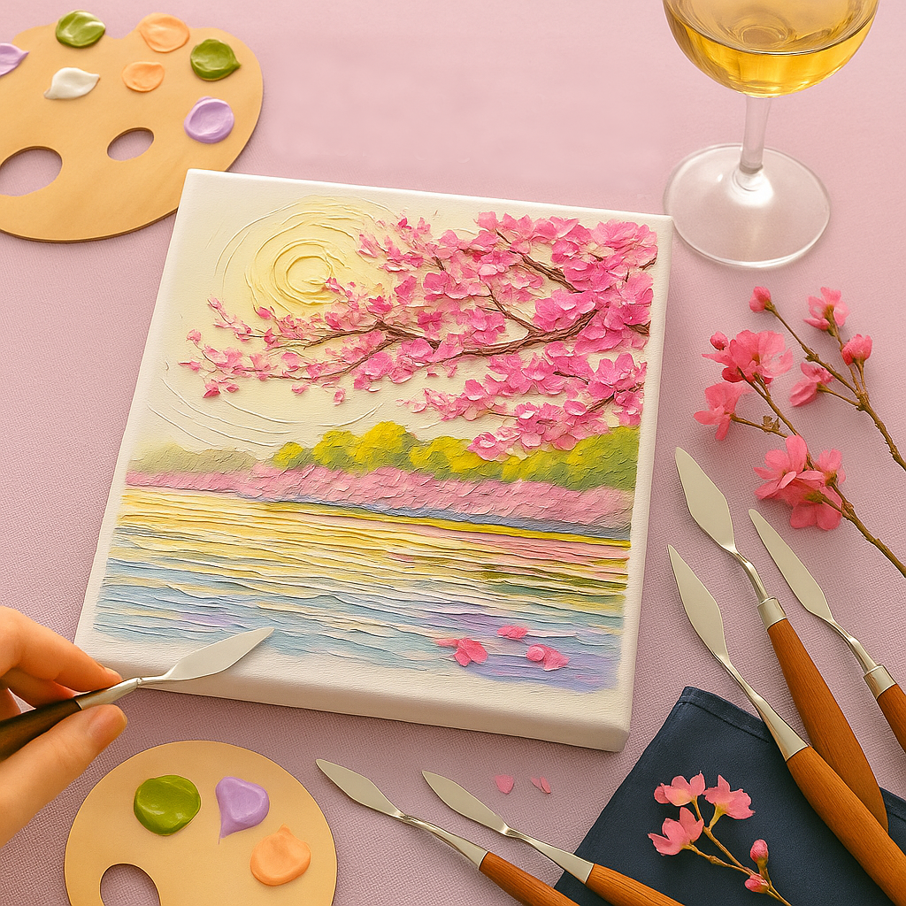 'Cherry Blossoms' Texture Knife Painting Workshop, Fort 19 Apr