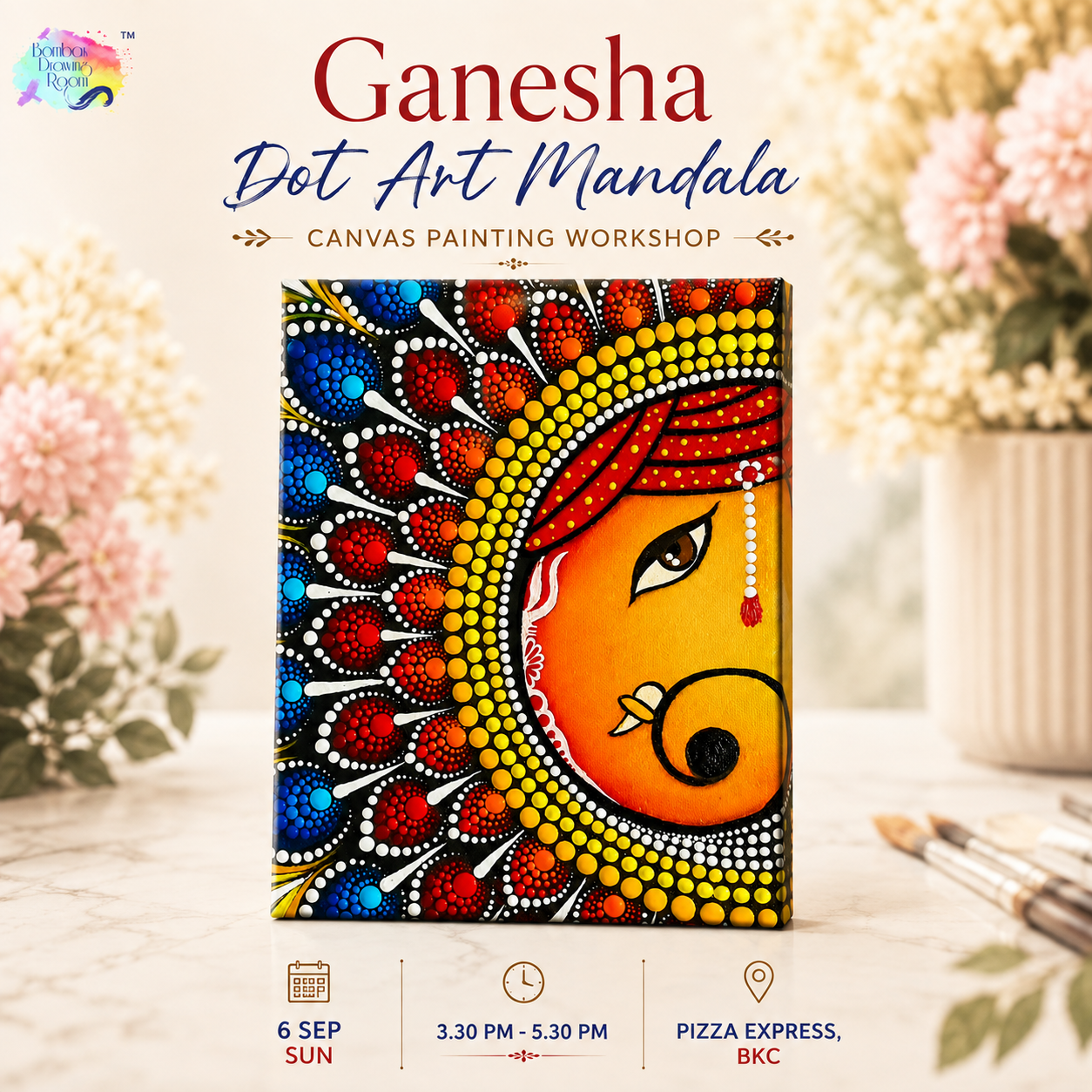 Ganesha - Dot Art Mandala Painting Workshop, BKC 6 Sep