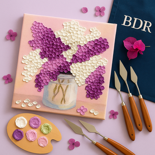 Hydrangea Impasto Texture Knife Painting Workshop, Colaba 11 Oct