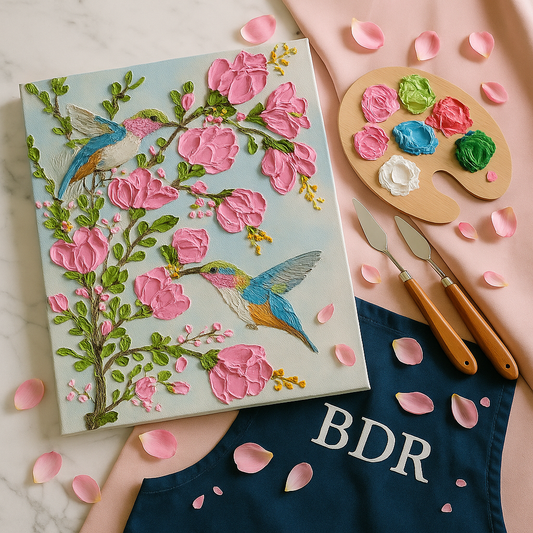 Hummingbirds Impasto Texture Knife Painting Workshop, Kamala Mills 20 Sep