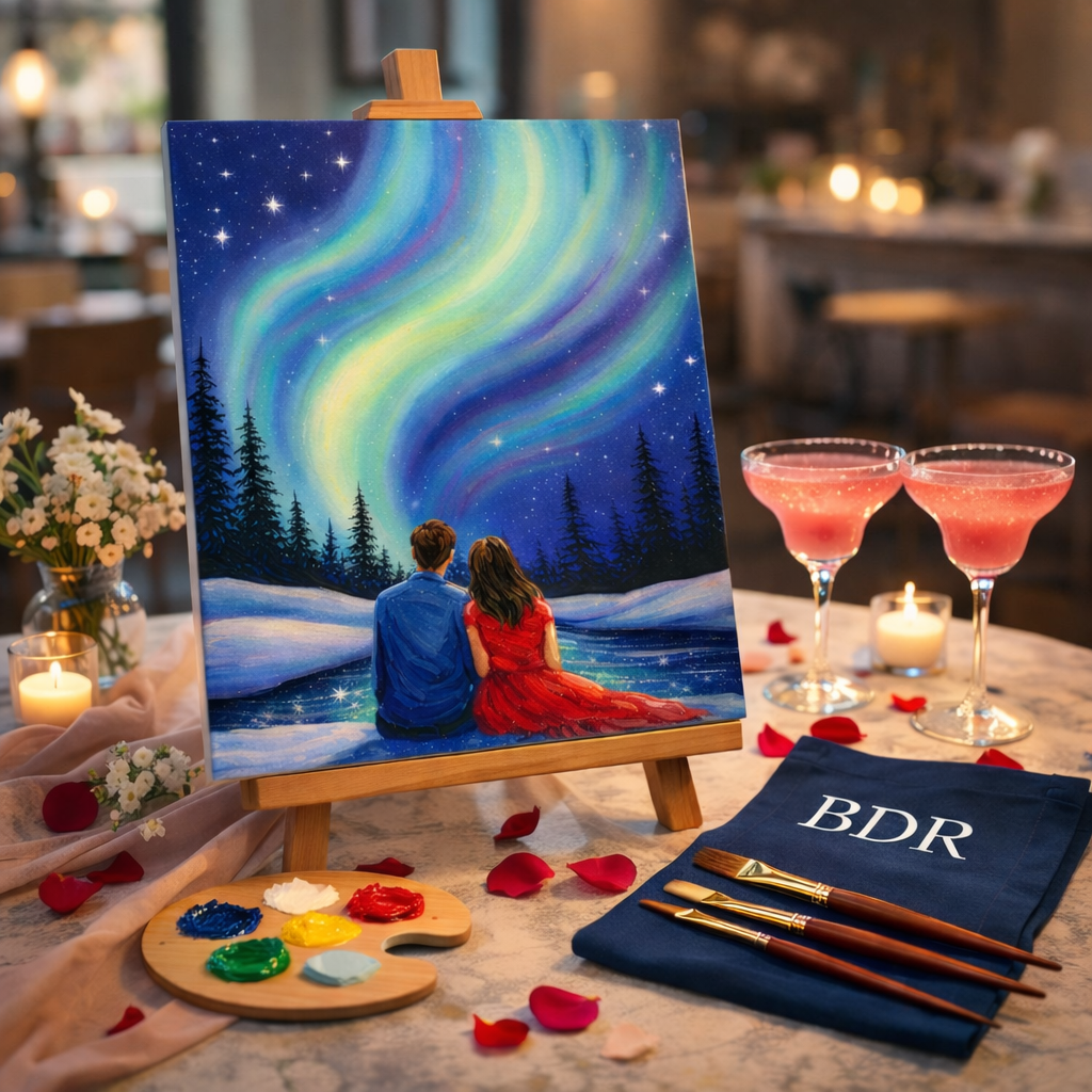 Under Northern Lights Canvas Painting Workshop, Powai 7 Feb