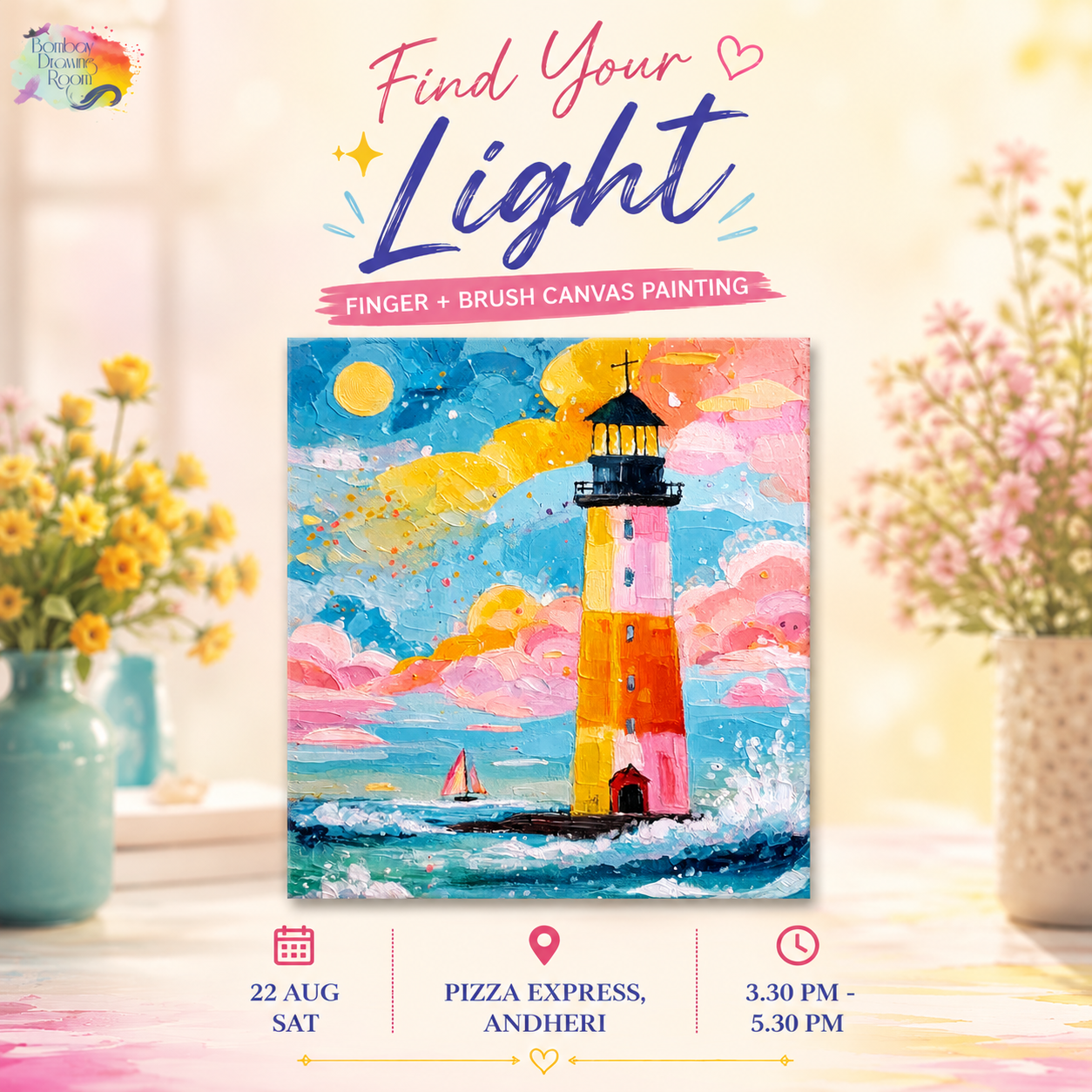 Find Your Light Finger + Brush Painting Workshop, Andheri 22 Aug