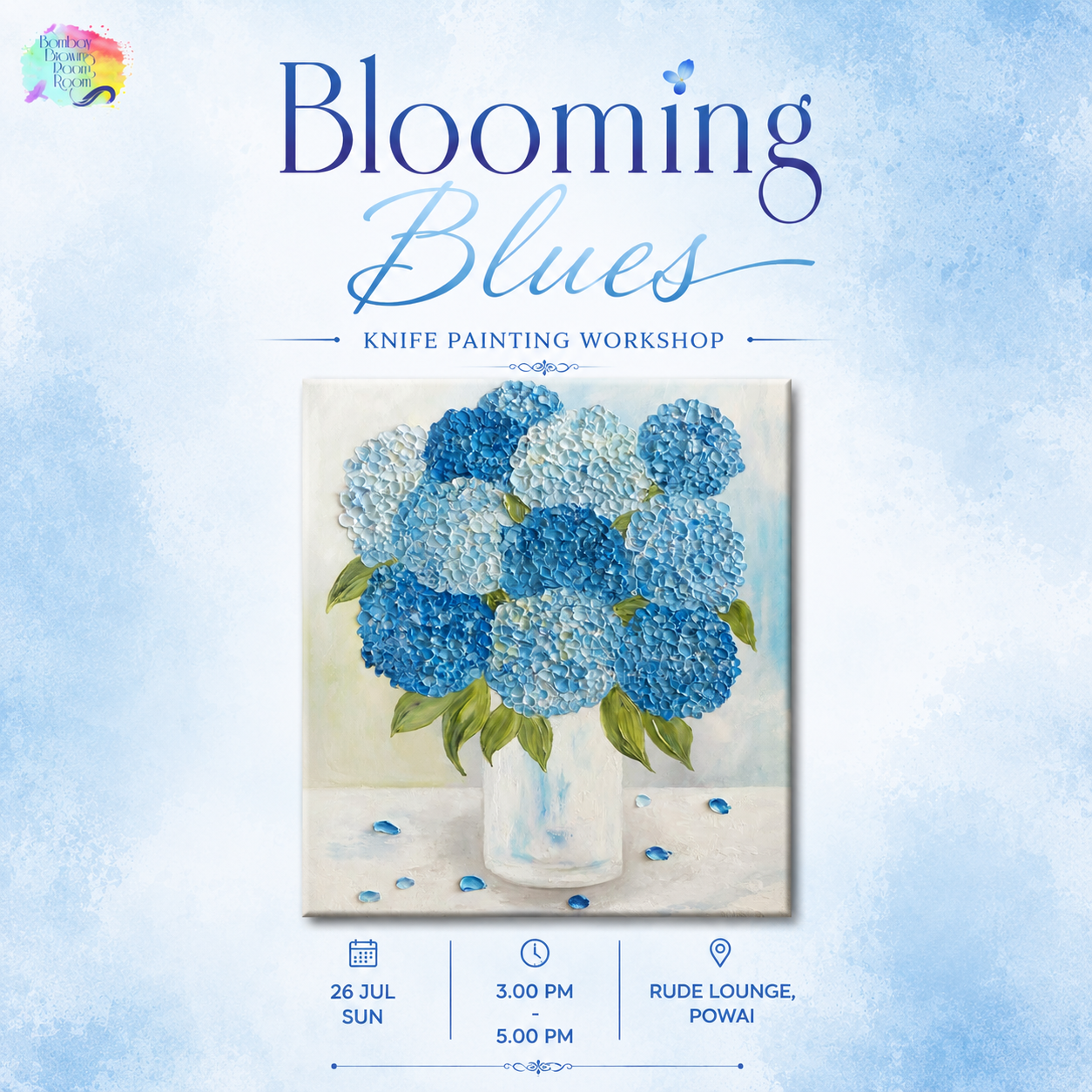 Blooming Blues Knife Painting Workshop, Powai 26 Jul