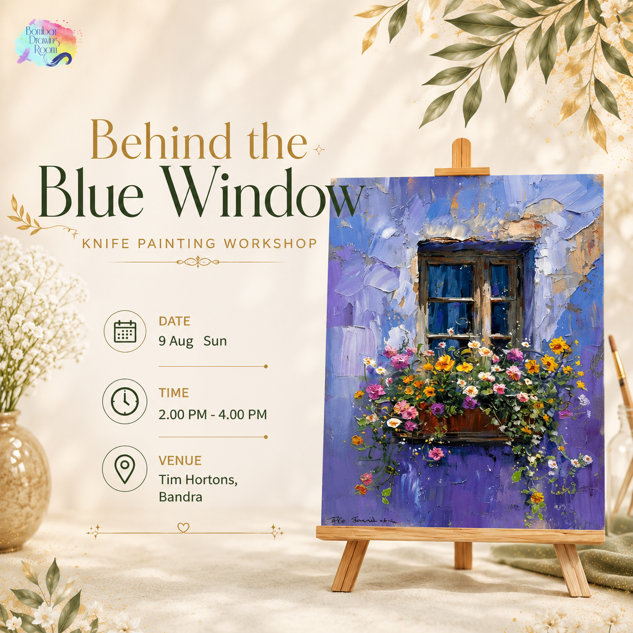 Behind the Blue Window Knife Painting Workshop, Bandra 9 Aug