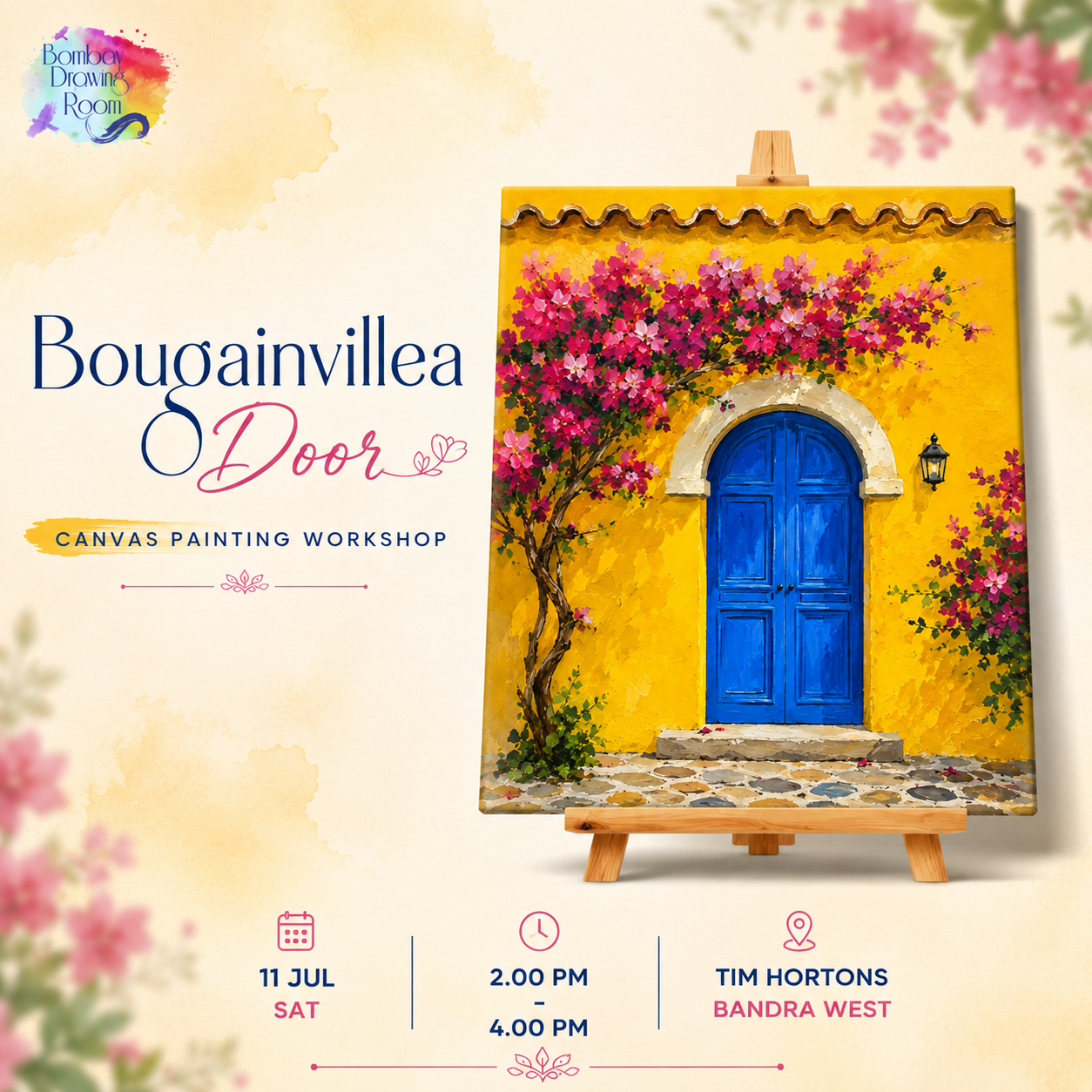 Bougainvillea Door Canvas Painting Workshop, Bandra 11 July 26