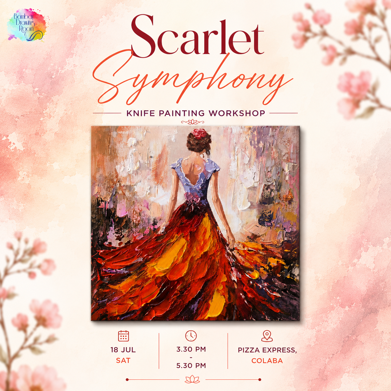 Scarlet Symphony Knife Painting Workshop, Colaba 18 Jul