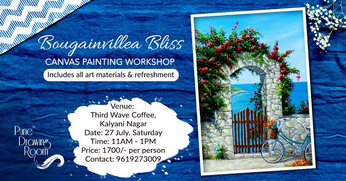 Bougainvillea Bliss Canvas Painting Workshop by Pune Drawing Room, Kalyani Nagar