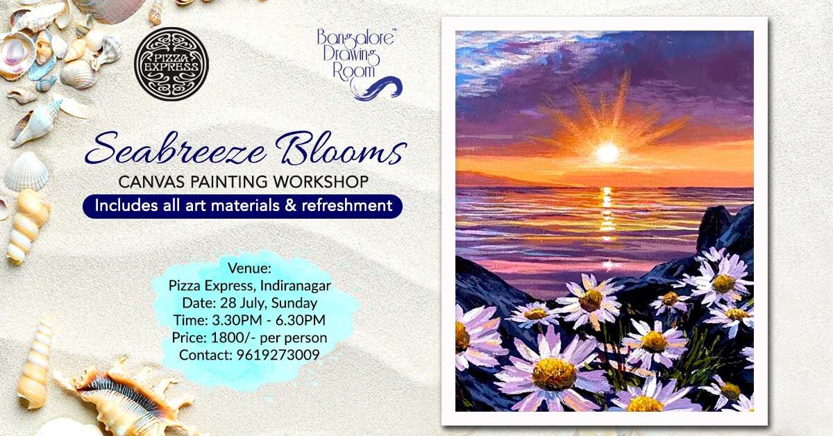 Seabreeze Blooms Canvas Painting Workshop by Bangalore Drawing Room, Indiranagar
