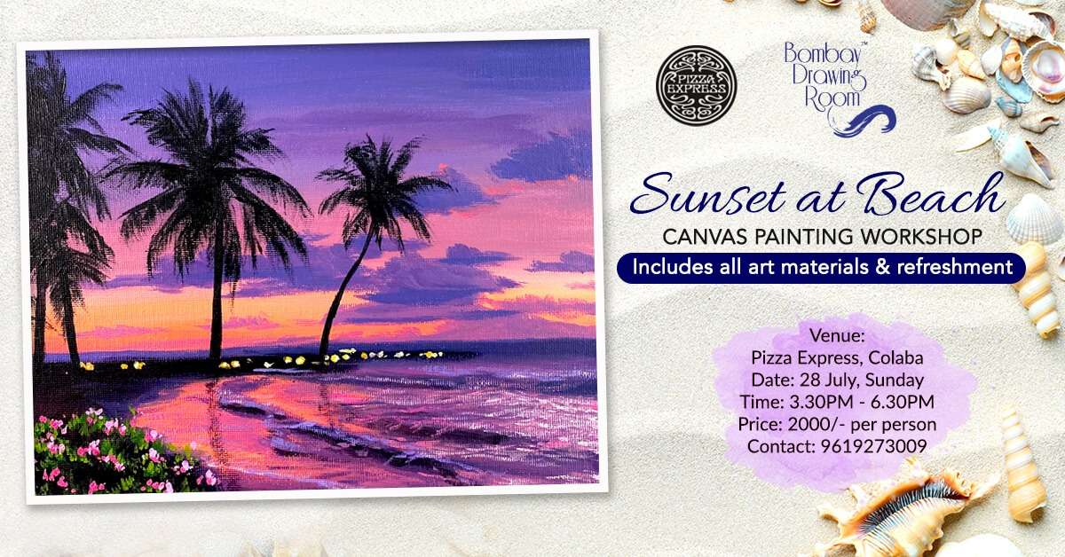 Sunset at Beach Canvas Painting Workshop by Bombay Drawing Room, Colaba